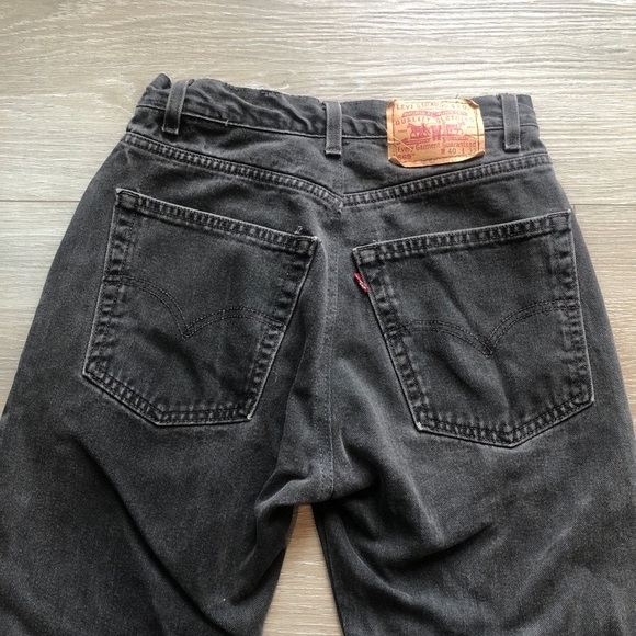 Levi’s 569 Black Denim Jeans With Frayed Hem Size 28 W40 L32 - Picture 10 of 12